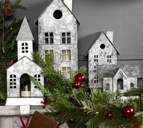 metal christmas house decor|decorative galvanized metal houses.